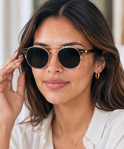 Comprar óculos de sol redondo polarizado clip on removível UV400 armação acetato metal vintage unissex barato em promoção ANELLIMN
