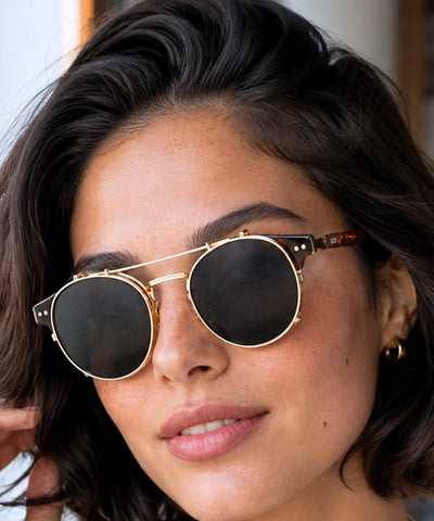 Comprar óculos de sol redondo polarizado clip on removível UV400 armação acetato metal vintage unissex barato em promoção ANELLIMN