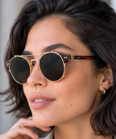 Comprar óculos de sol redondo polarizado clip on removível UV400 armação acetato metal vintage unissex barato em promoção ANELLIMN