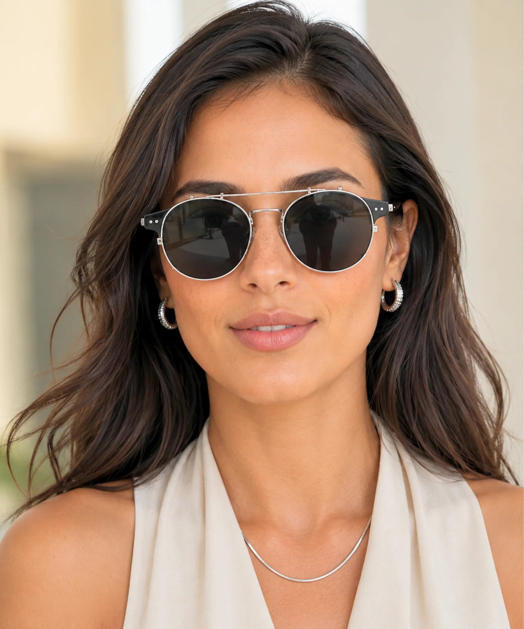 Comprar óculos de sol redondo polarizado clip on removível UV400 armação acetato metal vintage unissex barato em promoção