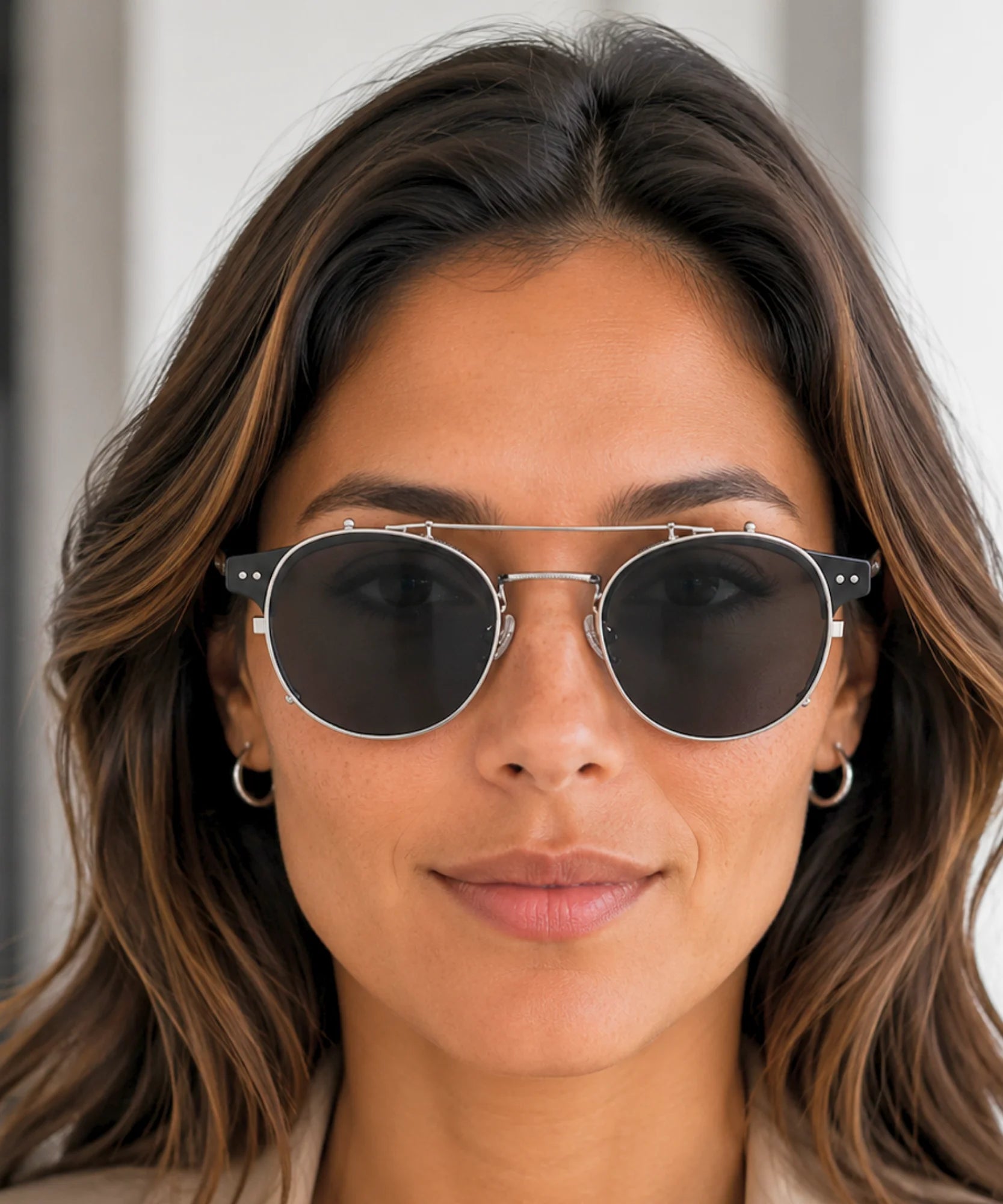 Comprar óculos de sol redondo polarizado clip on removível UV400 armação acetato metal vintage unissex barato em promoção
