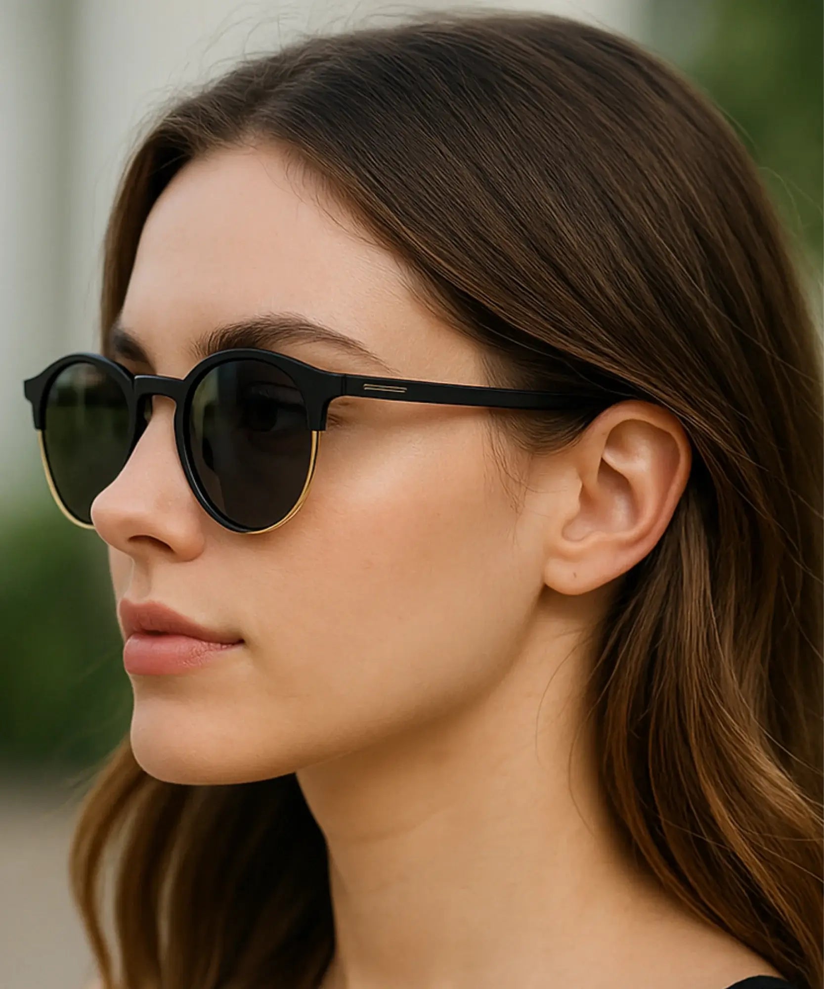  Comprar óculos de sol feminino redondo polarizado aço inoxidável premium UV400 proteção elegância barato promoção frete grátis ANELLIMN