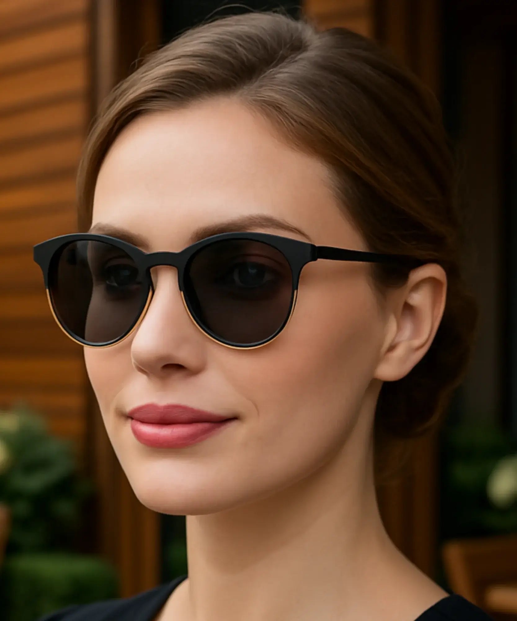  Comprar óculos de sol feminino redondo polarizado aço inoxidável premium UV400 proteção elegância barato promoção frete grátis ANELLIMN