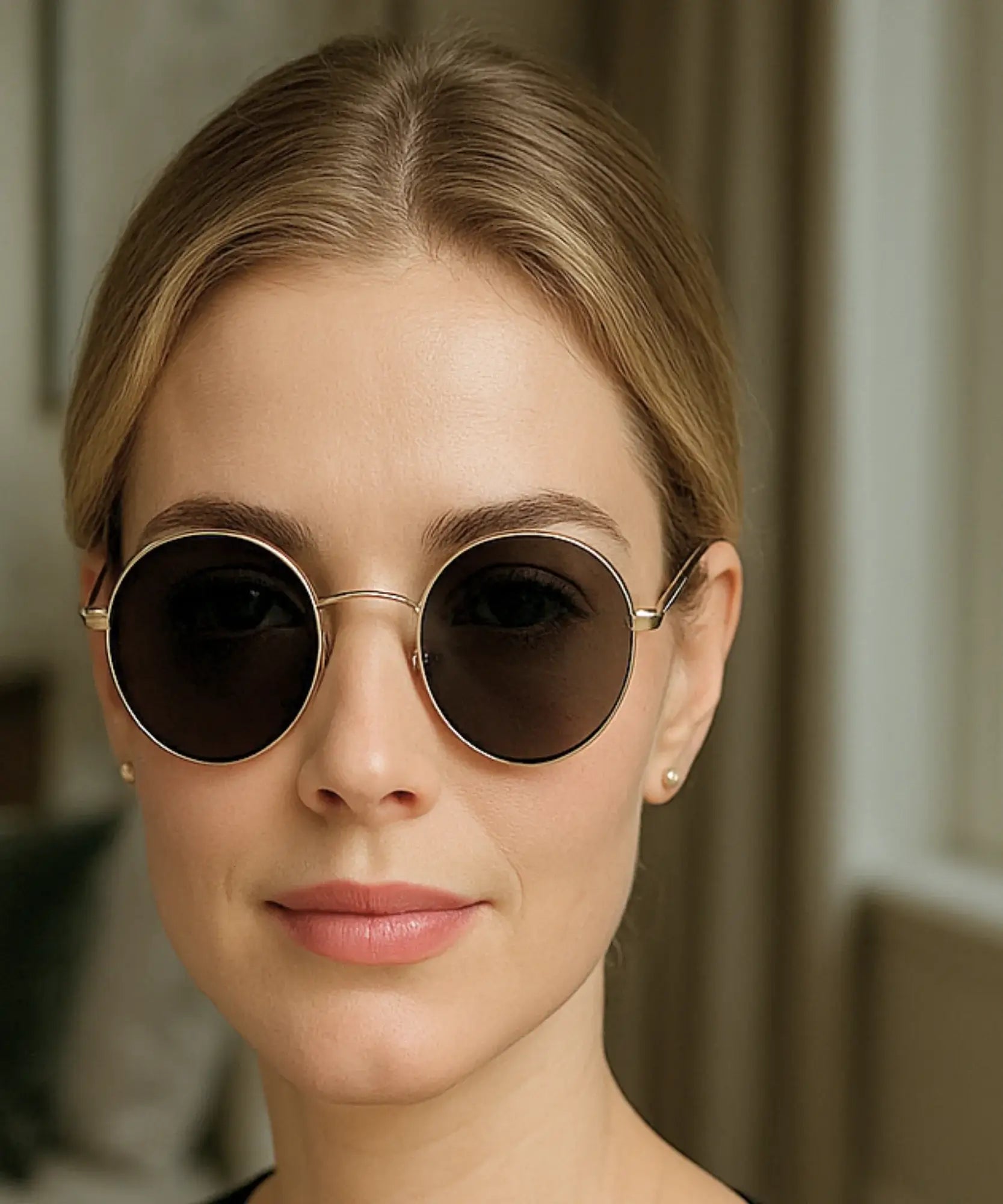 Comprar Óculos de Sol Feminino Redondo Polarizado Metal Dourado UV400 Vintage barato promoção frete grátis - ANELLIMN