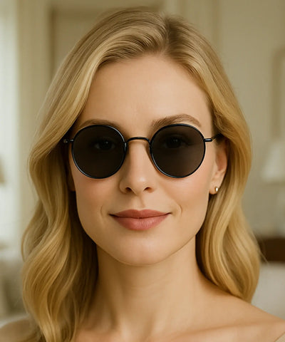 Comprar Óculos de Sol Feminino Redondo Polarizado Metal Dourado UV400 Vintage barato promoção frete grátis - ANELLIMN