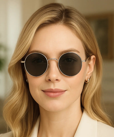 Comprar Óculos de Sol Feminino Redondo Polarizado Metal Dourado UV400 Vintage barato promoção frete grátis - ANELLIMN