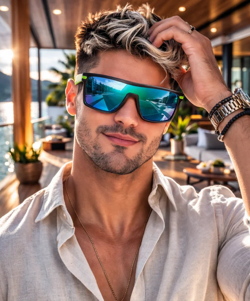 Comprar óculos de sol masculino polarizado esportivo com proteção UV400 lentes HD armação TR90 flexível barato ou em promoção