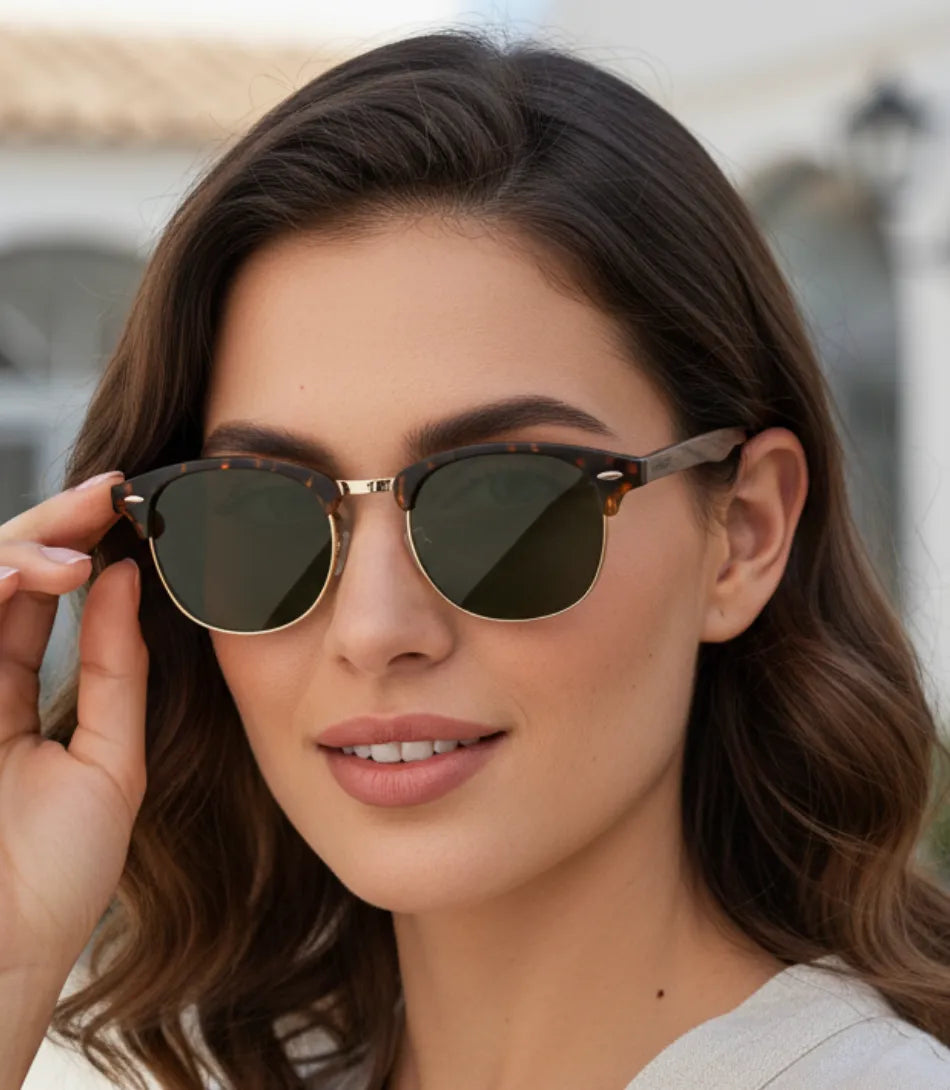 Comprar óculos de sol polarizado madeira natural UV400 vintage retrô unissex barato promoção