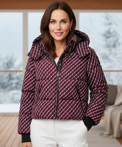 Comprar conjunto feminino inverno jaqueta puffer acolchoada estampa geométrica e calça flare forro térmico em promoção  ZARA