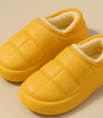 Comprar pantufa feminina amarelo forrada impermeável com forro térmico e sola antiderrapante confortável para o inverno barato ANELLIMN
