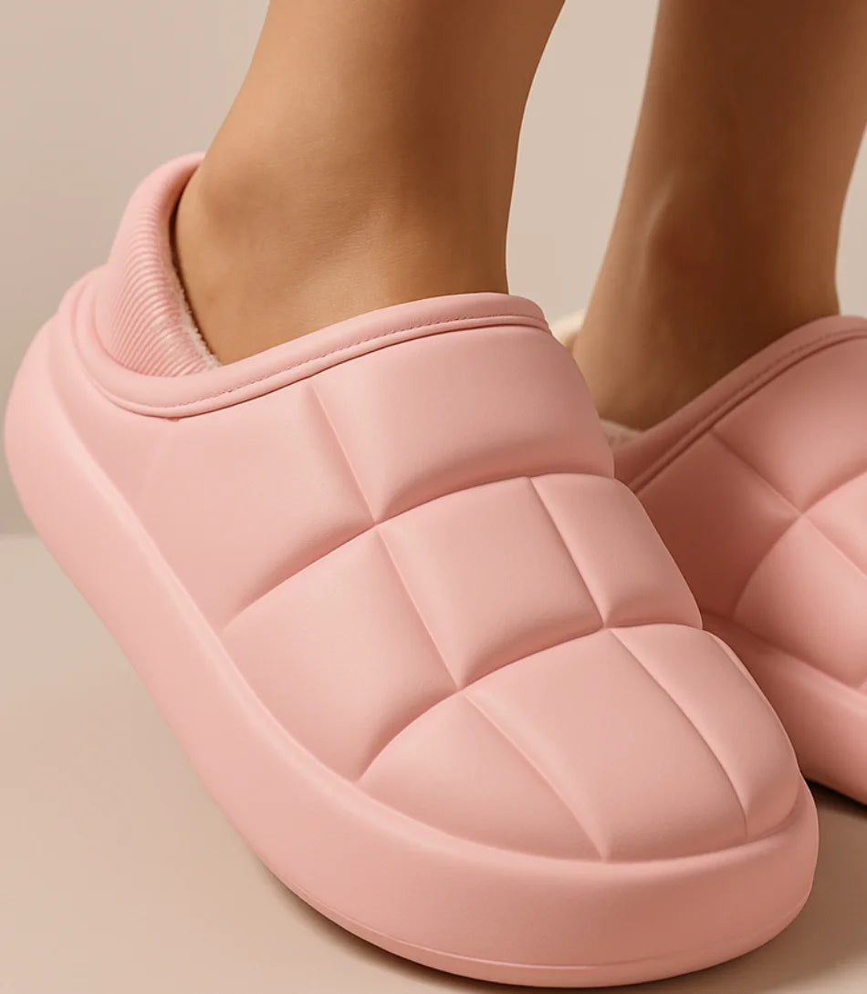 Comprar pantufa feminina rosa forrada impermeável com forro térmico e sola antiderrapante confortável para o inverno barato ANELLIMN
