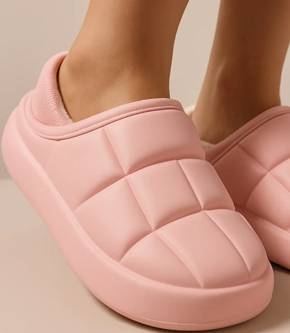 Comprar pantufa feminina rosa forrada impermeável com forro térmico e sola antiderrapante confortável para o inverno barato ANELLIMN
