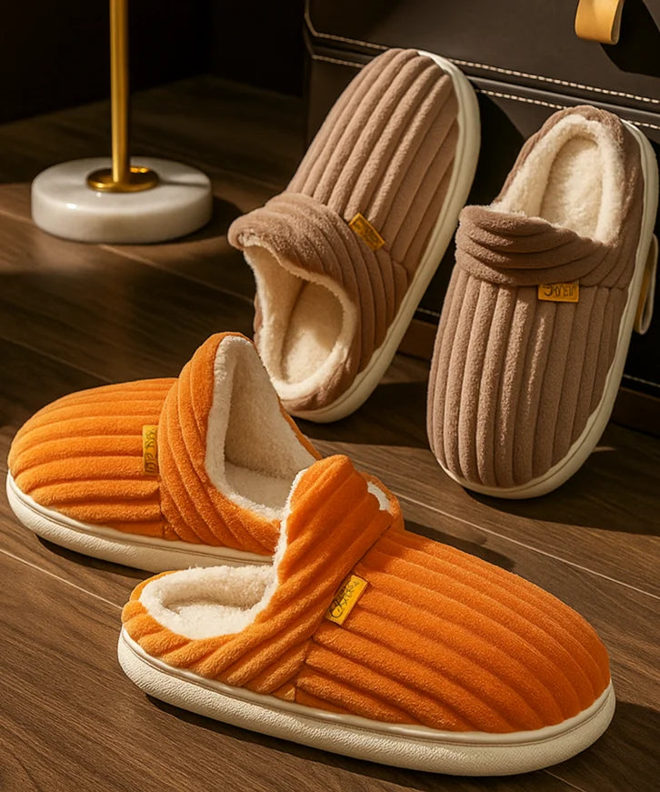 Comprar pantufa feminina veludo cotelê antiderrapante forrada pelúcia confortável para casa barato ou em promoção