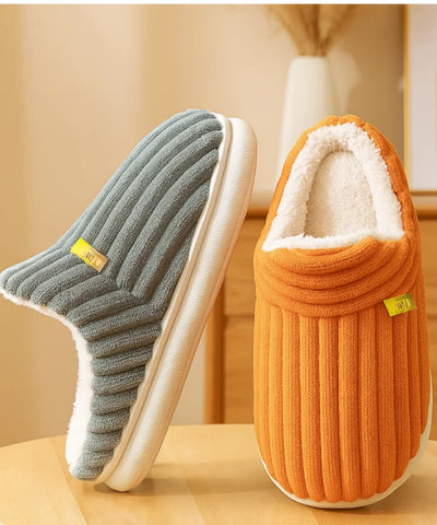 Comprar pantufa feminina veludo cotelê antiderrapante forrada pelúcia confortável para casa barato ou em promoção