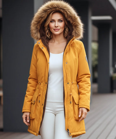 Comprar parka feminina inverno com capuz de pelo, forro peluciado e bolsos grandes para clima frio ou viagens barato ZARA
