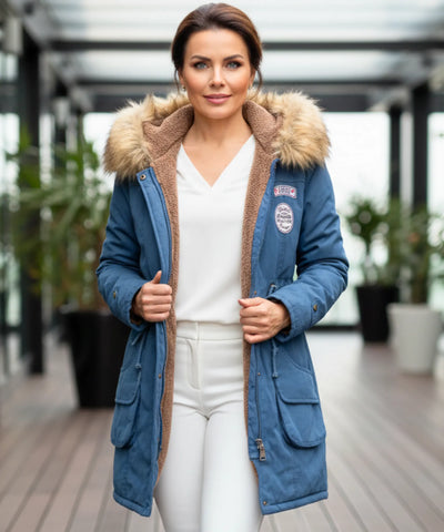 Comprar parka feminina inverno com capuz de pelo, forro peluciado e bolsos grandes para clima frio ou viagens barato ZARA