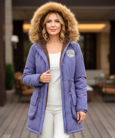 Comprar parka feminina inverno com capuz de pelo, forro peluciado e bolsos grandes para clima frio ou viagens barato ZARA