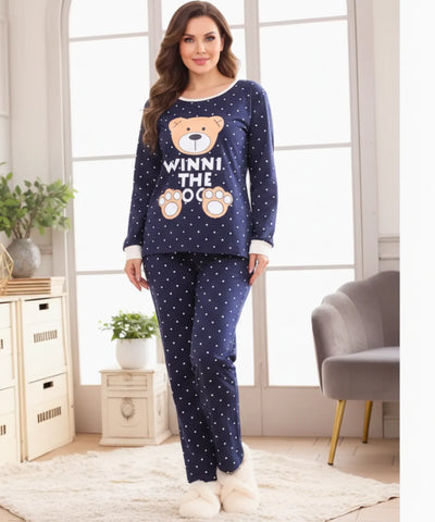 Comprar pijama feminino algodão longo manga longa calça pantalona macio confortável estampado barato 