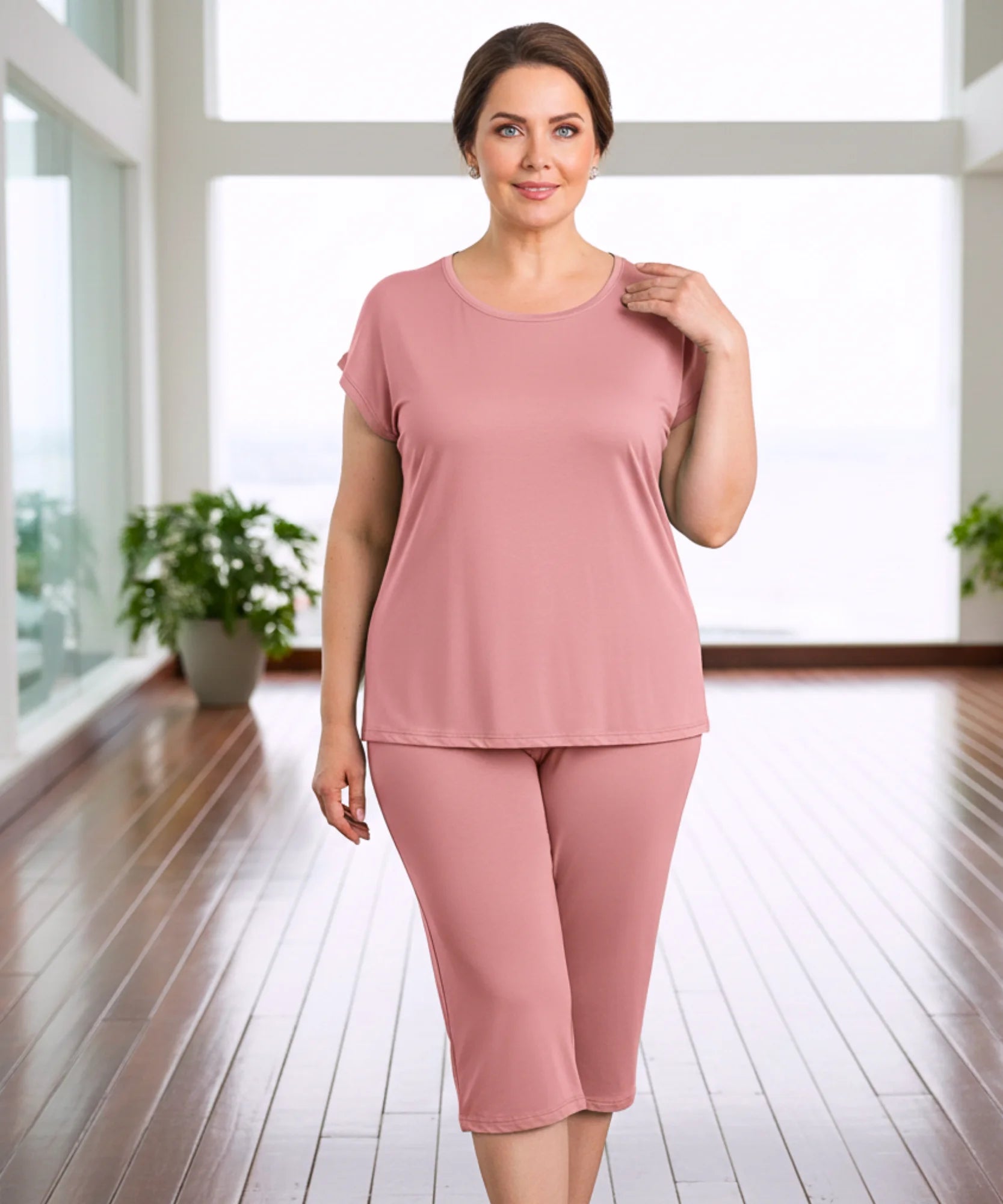 Comprar pijama feminino curto plus size conjunto blusa manga curta e bermuda em modal macio para dormir e casa barato ou em promoção