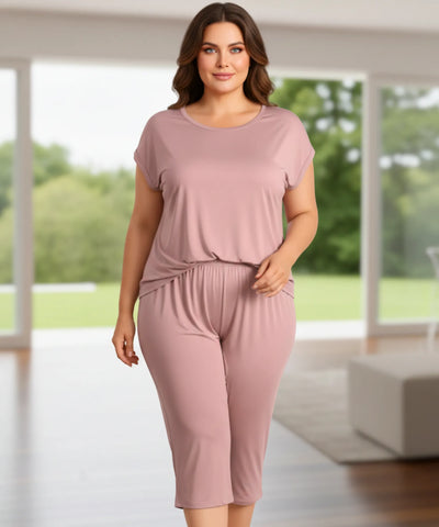 Comprar pijama feminino curto plus size conjunto blusa manga curta e bermuda em modal macio para dormir e casa barato ou em promoção