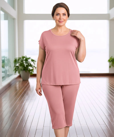Comprar pijama feminino curto plus size conjunto blusa manga curta e bermuda em modal macio para dormir e casa barato ou em promoção