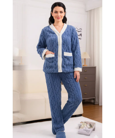 Pijama Feminino Peluciado Com Casaco E Calça Quente | Áster