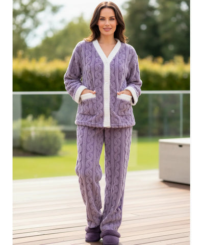 Pijama Feminino Peluciado Com Casaco E Calça Quente | Áster