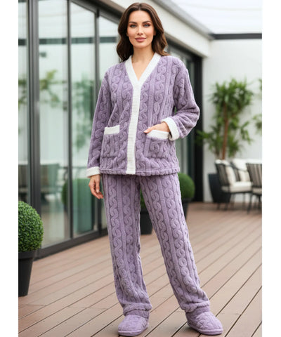 Pijama Feminino Peluciado Com Casaco E Calça Quente | Áster