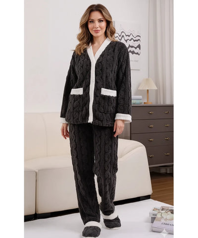 Pijama Feminino Peluciado Com Casaco E Calça Quente | Áster