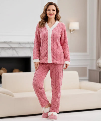 Pijama Feminino Peluciado Com Casaco E Calça Quente | Áster