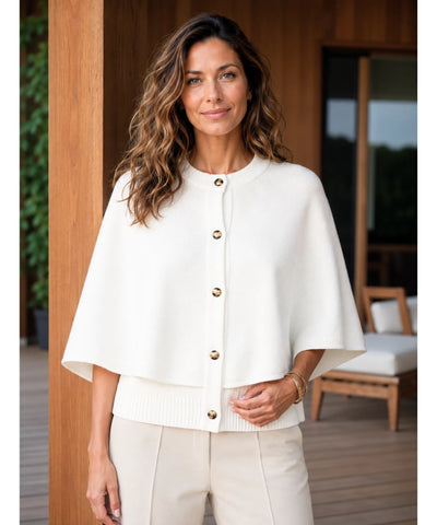 Comprar poncho feminino capa em tricot com caxemira e botões para looks elegantes e sofisticados de meia-estação com estilo europeu barato ANELLIMN
