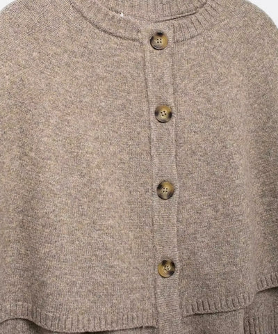 Comprar poncho feminino capa em tricot com caxemira e botões para looks elegantes e sofisticados de meia-estação com estilo europeu barato ANELLIMN