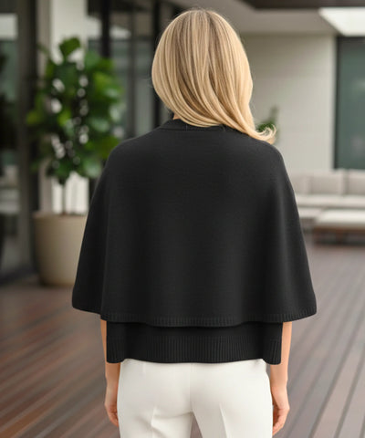 Poncho Feminino Capa Tricot Elegante com Botões | Urupis