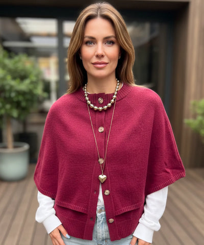 Comprar poncho feminino capa em tricot com caxemira e botões para looks elegantes e sofisticados de meia-estação com estilo europeu barato ZARA
