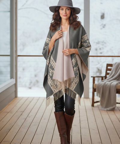 Poncho Feminino com Estampa Étnica Elegante | Itali
