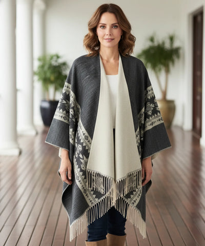 Poncho Feminino com Estampa Étnica Elegante | Itali