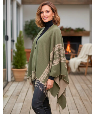 Poncho Feminino com Estampa Étnica Elegante | Itali