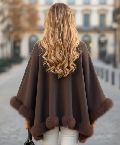 Comprar poncho feminino gola alta com pelo sintético macio quente inverno elegante em promoção ZARA