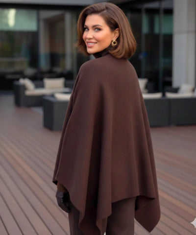 Poncho Feminino Malha de Tricot Elegante Inverno | Sassa