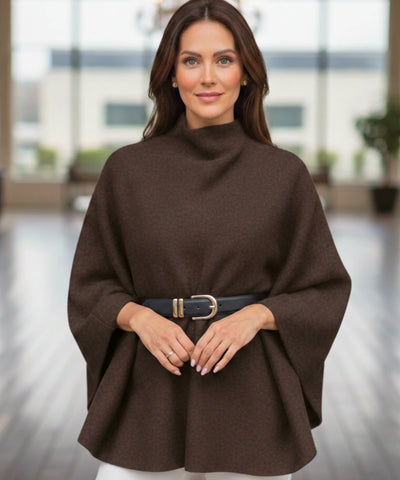 Poncho Feminino Malha de Tricot Elegante Inverno | Sassa