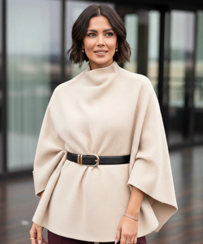 Poncho Feminino Malha de Tricot Elegante Inverno | Sassa