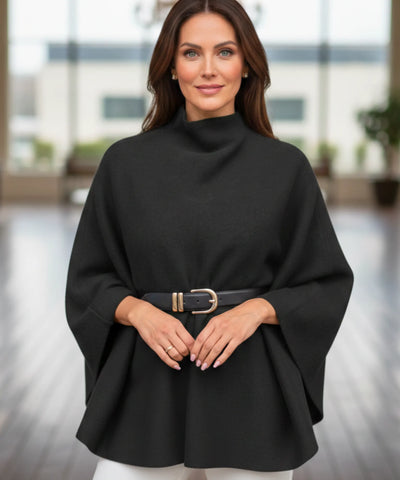 Poncho Feminino Malha de Tricot Elegante Inverno | Sassa