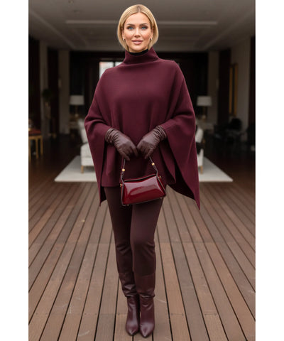 Poncho Feminino Malha de Tricot Elegante Inverno | Sassa