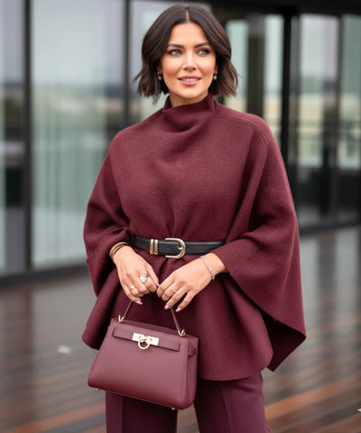 Poncho Feminino Malha de Tricot Elegante Inverno | Sassa