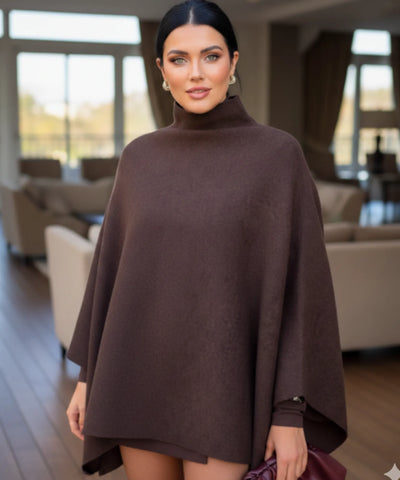 Poncho Feminino Malha de Tricot Elegante Inverno | Sassa