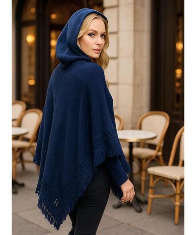Poncho Feminino Tricot Com Capuz Elegante | Frankfurt