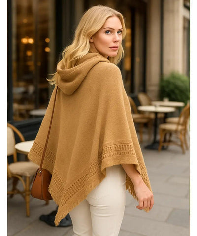 Poncho Feminino Tricot Com Capuz Elegante | Frankfurt