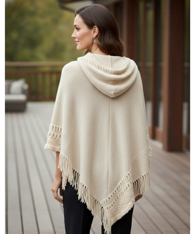 Poncho Feminino Tricot Com Capuz Elegante | Frankfurt