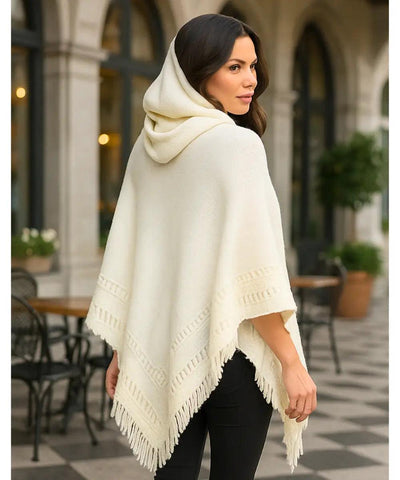 Poncho Feminino Tricot Com Capuz Elegante | Frankfurt