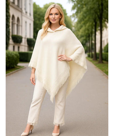 Poncho Feminino Tricot Com Capuz Elegante | Frankfurt